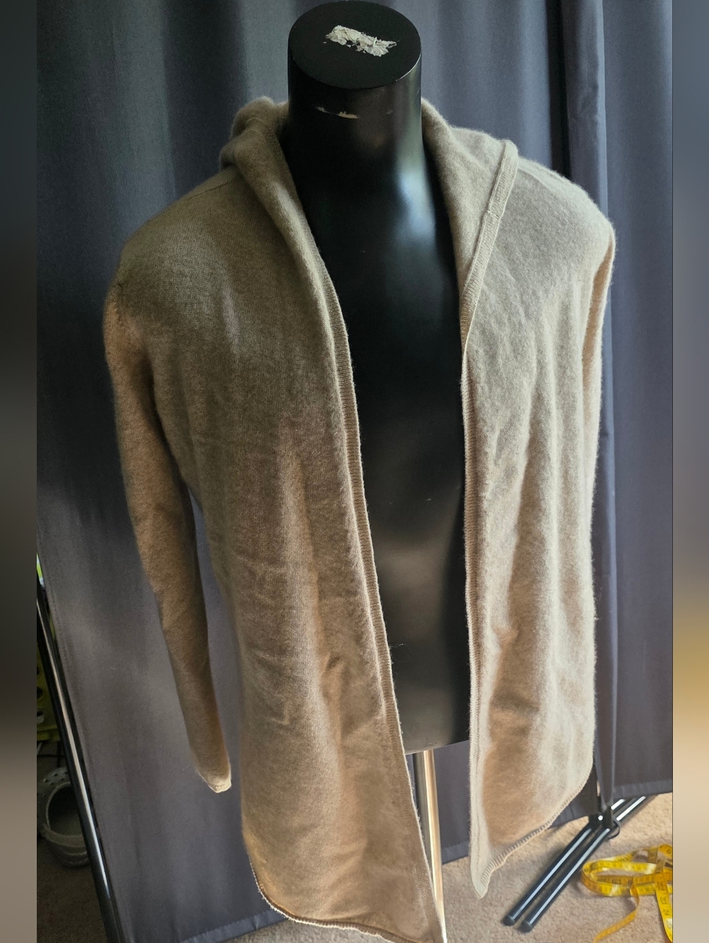 Alpine Cashmere Cardigan Wrap 100% Cashmere Tan xS